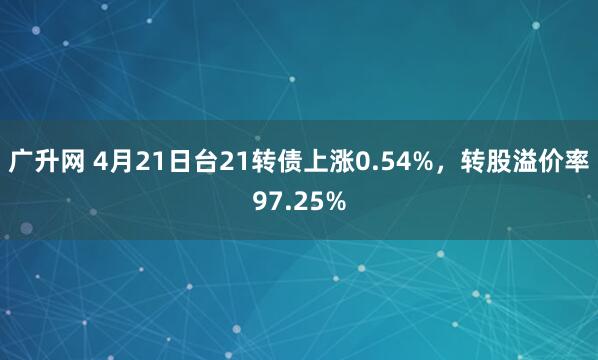 广升网 4月21日台21转债上涨0.54%，转股溢价率97.25%