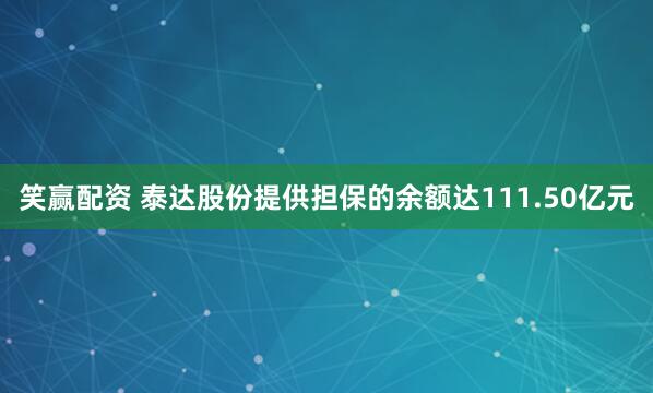 笑赢配资 泰达股份提供担保的余额达111.50亿元