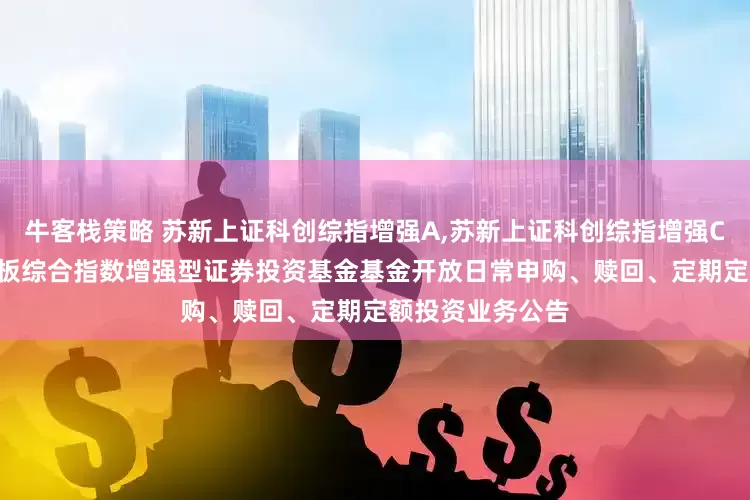 牛客栈策略 苏新上证科创综指增强A,苏新上证科创综指增强C: 苏新上证科创板综合指数增强型证券投资基金基金开放日常申购、赎回、定期定额投资业务公告